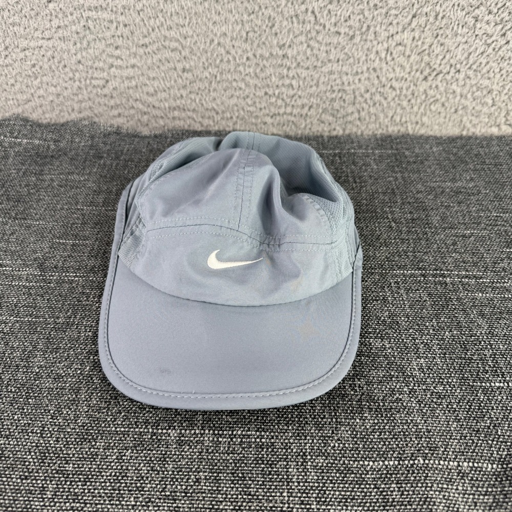Nike Featherlight Dri-FIT Running Cap Mens OS Light Blue Gray Mesh 5-Panel Hat - Picture 1 of 7